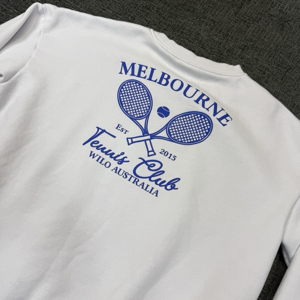 WILO Melbourne Australia Tennis Club Sweater Women's‎ Medium White Crewneck